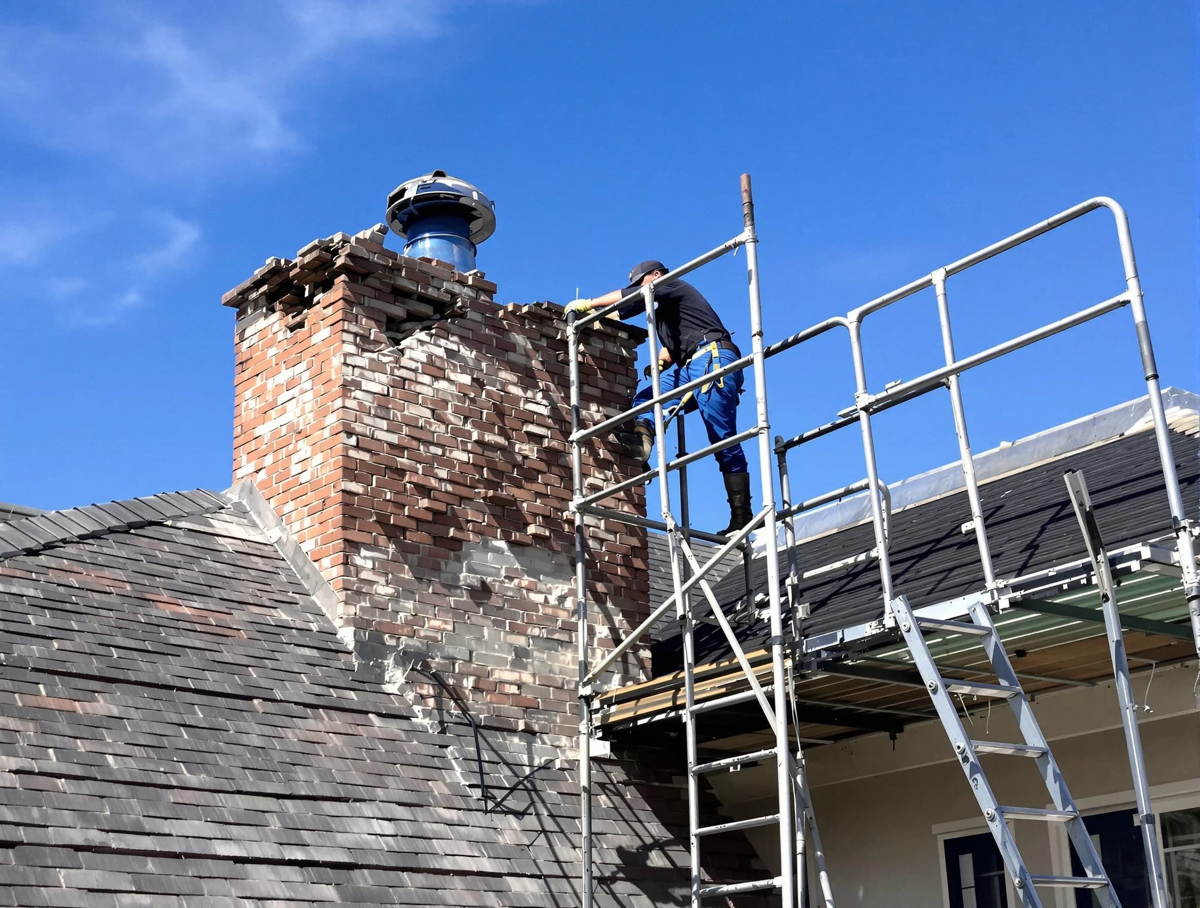 Rebuilding a chimney structure by McCandless Chimney Sweep in McCandless, PA