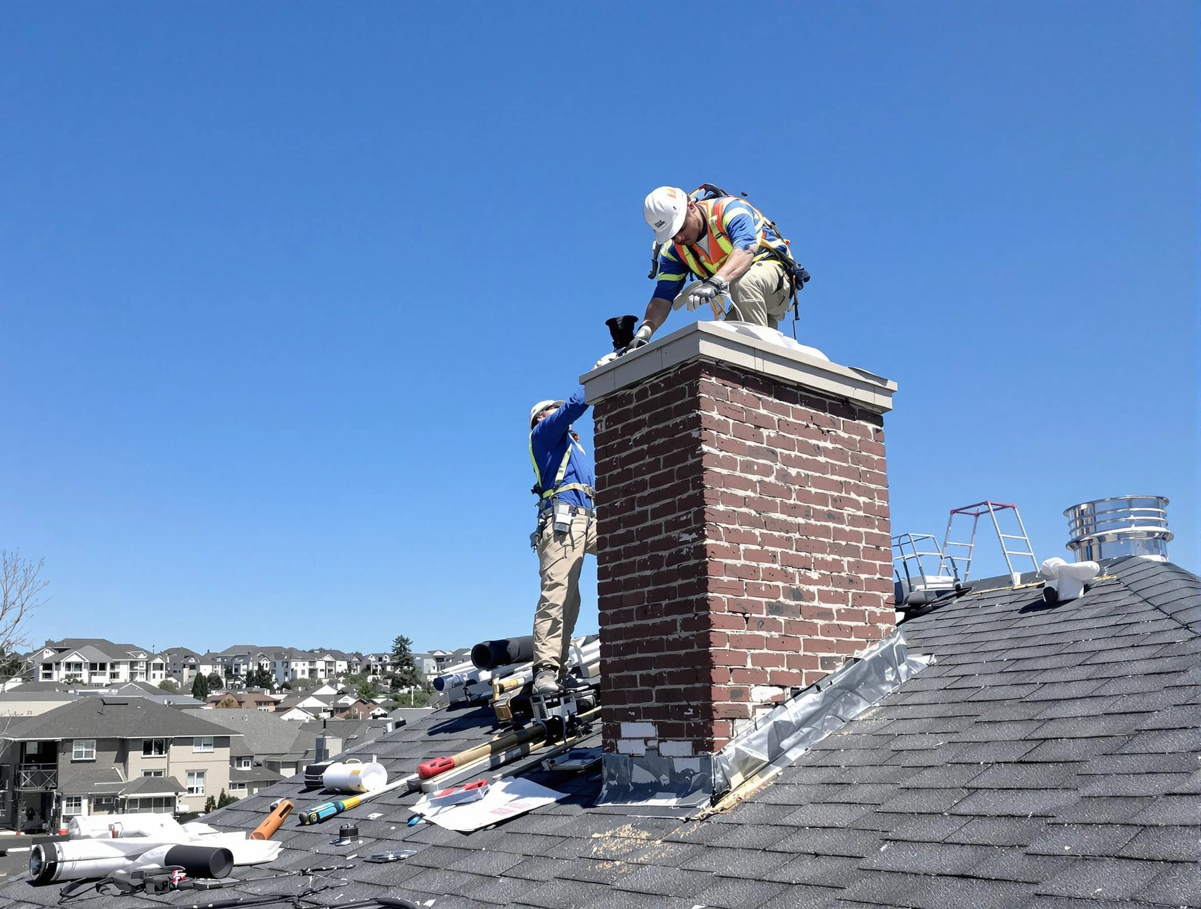 McCandless Chimney Sweep repairing a chimney crown in McCandless, PA