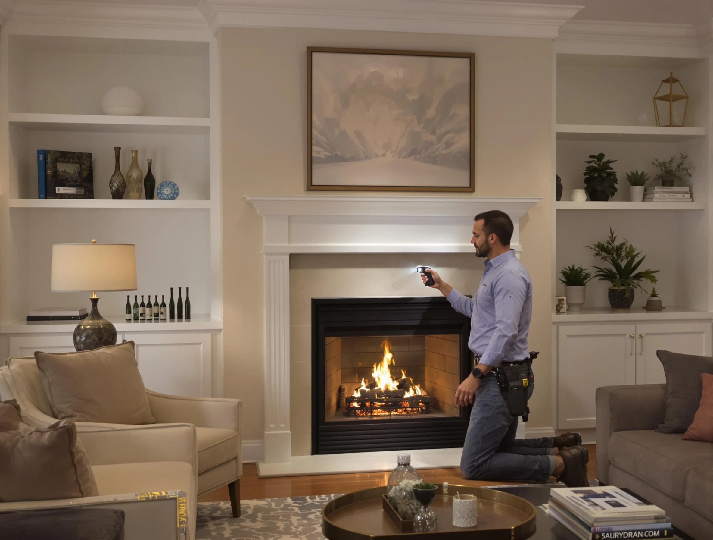 McCandless Chimney Sweep conducting a fireplace safety inspection in McCandless, PA