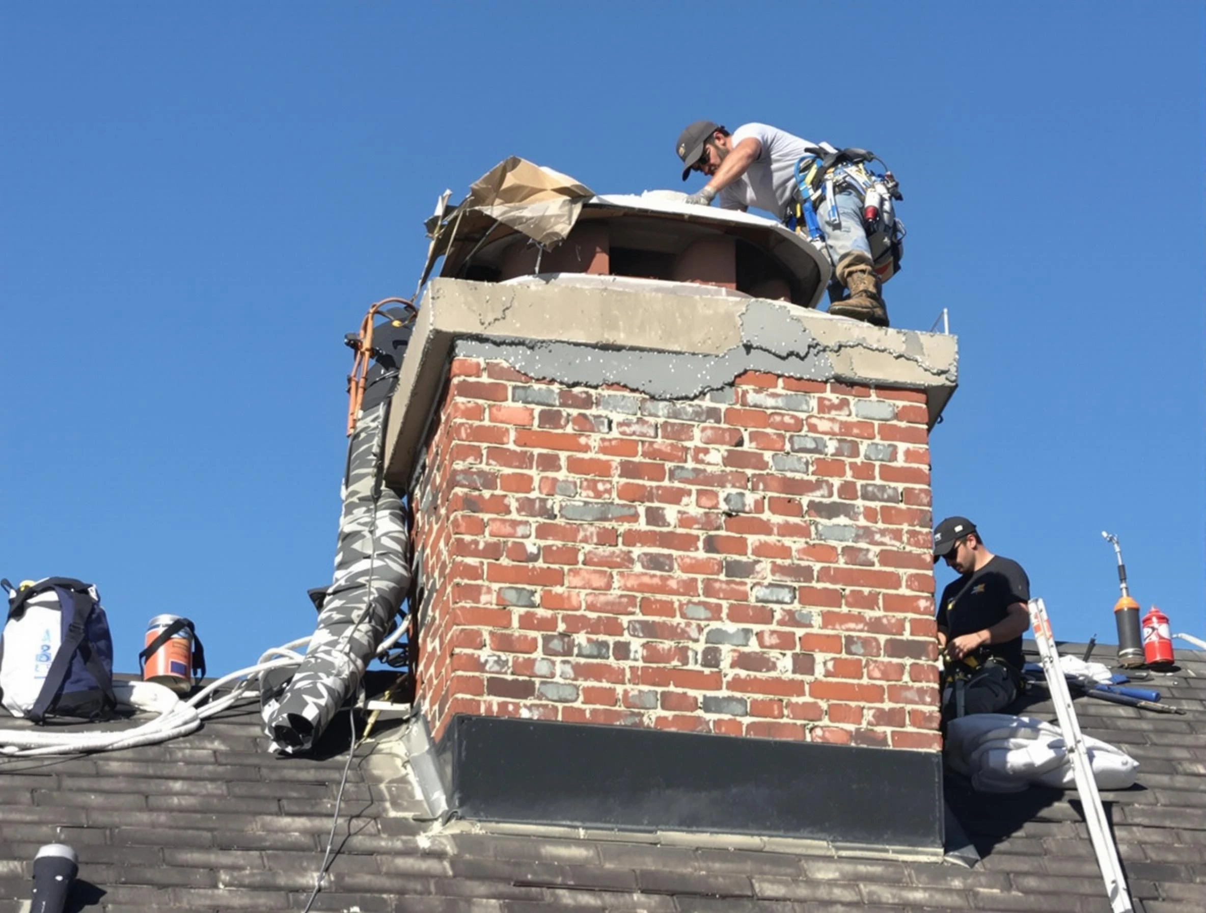 McCandless Chimney Sweep installing a custom chimney crown in McCandless, PA