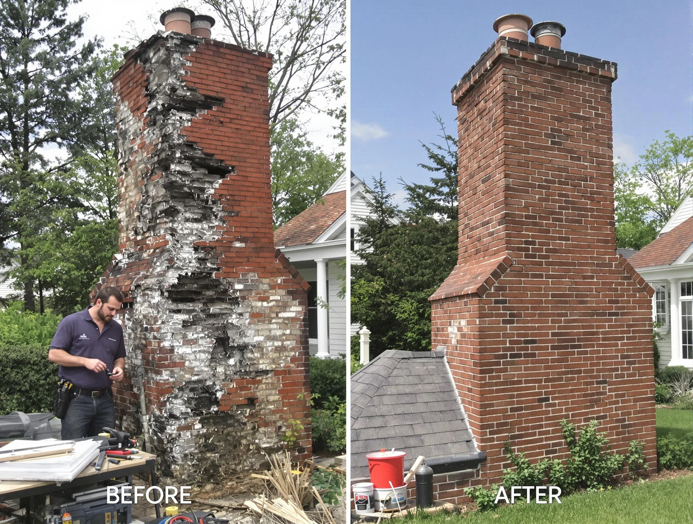McCandless Chimney Sweep performing a full chimney restoration in McCandless, PA