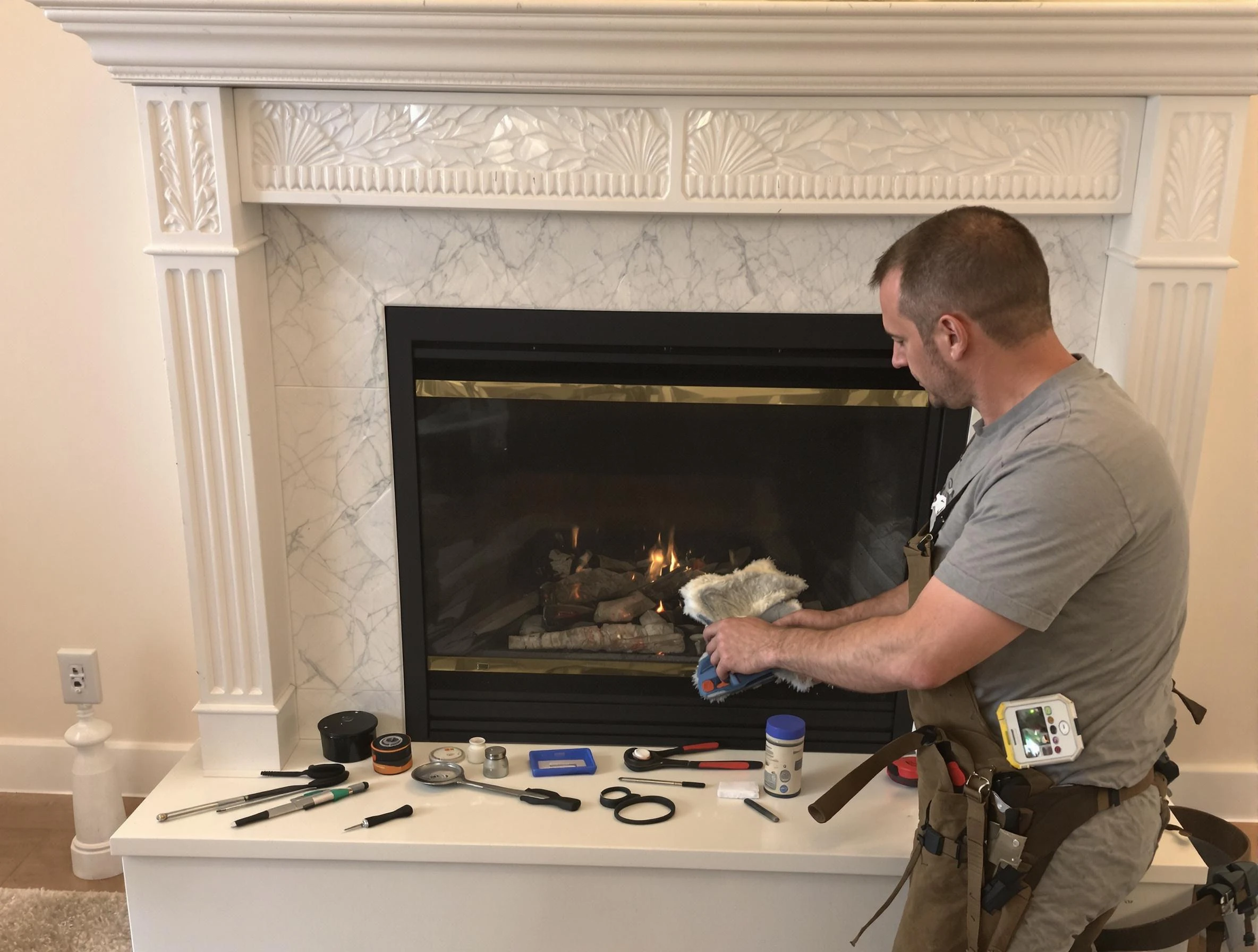 McCandless Chimney Sweep performing fireplace maintenance in McCandless, PA